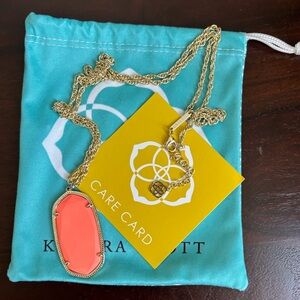 Kendra Scott Rae Gold Long Pendant Necklace in Coral. Comes with Dust Bag.